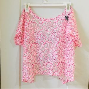 Lace Floral Pink Bow Top